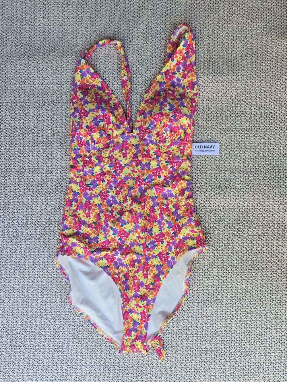 Old Navy Yellow Pink Floral Girls' One-Piece Swimsuit